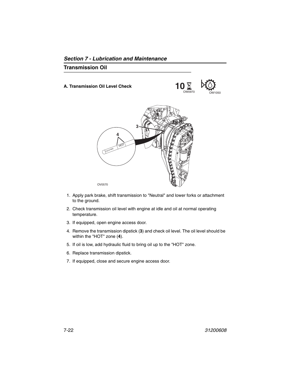 Transmission oil, Transmission oil -22 | Lull 1044C-54 Series II Operation Manual User Manual | Page 132 / 150