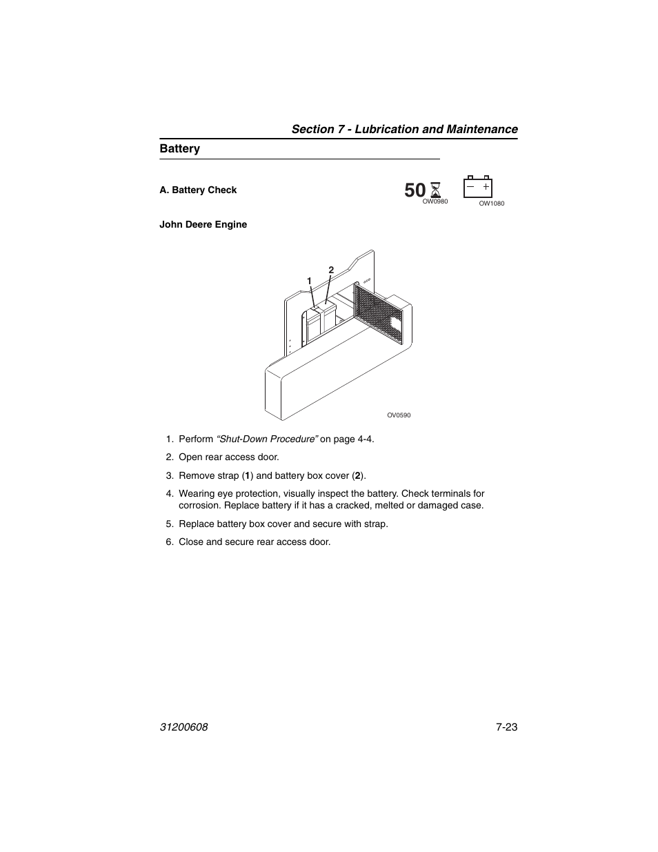 Battery, Battery -23 | Lull 1044C-54 Series II Operation Manual User Manual | Page 133 / 150