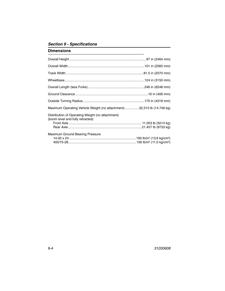 Dimensions, Dimensions -4 | Lull 1044C-54 Series II Operation Manual User Manual | Page 140 / 150