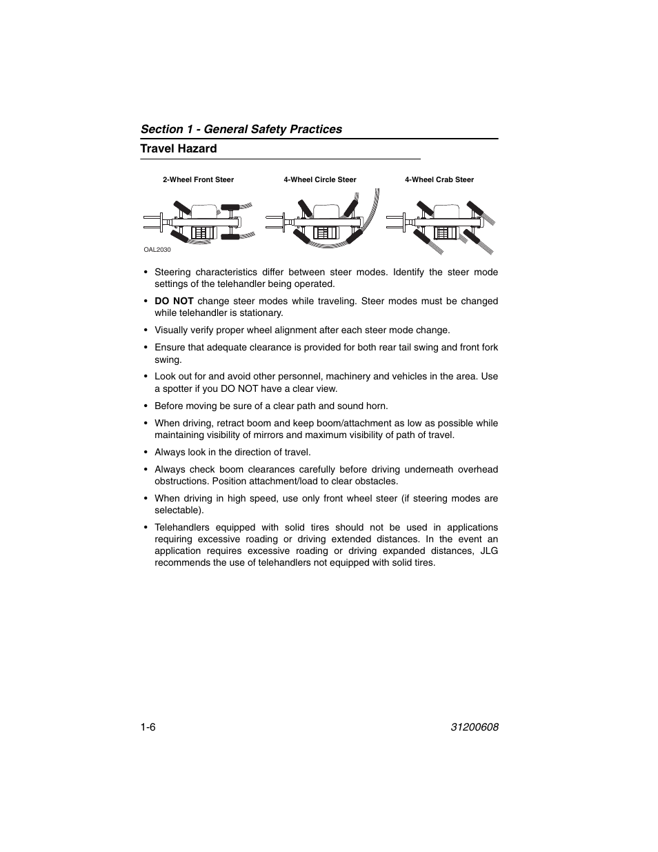 Travel hazard, Travel hazard -6 | Lull 1044C-54 Series II Operation Manual User Manual | Page 16 / 150