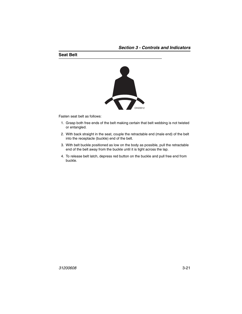 Seat belt, Seat belt -21 | Lull 1044C-54 Series II Operation Manual User Manual | Page 55 / 150