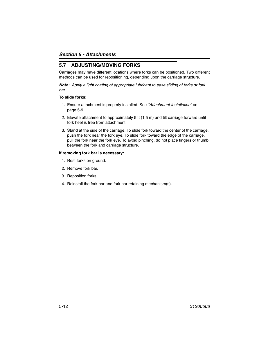 7 adjusting/moving forks, 7 adjusting/moving forks -12 | Lull 1044C-54 Series II Operation Manual User Manual | Page 80 / 150