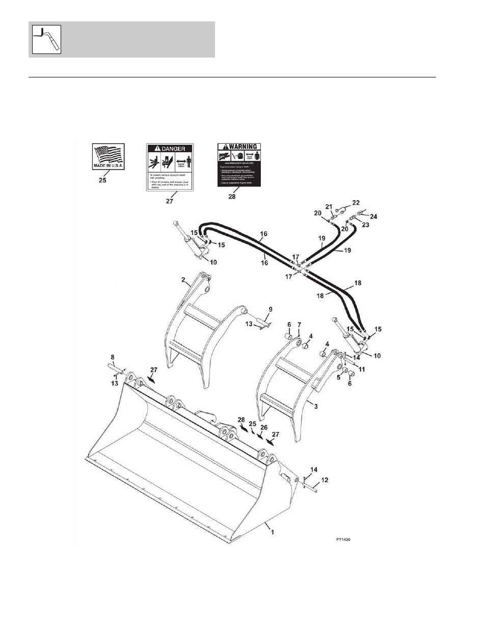 Figure 3-15 grapple bucket, Grapple bucket -46 | Lull 1044C-54 Series II Parts Manual User Manual | Page 106 / 464