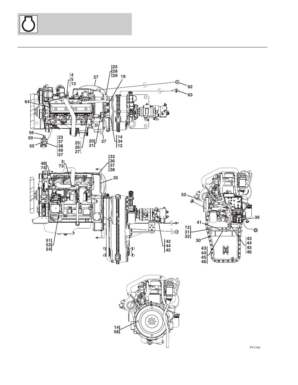 Figure 4-1 engine installation, Engine installation -2 | Lull 1044C-54 Series II Parts Manual User Manual | Page 122 / 464