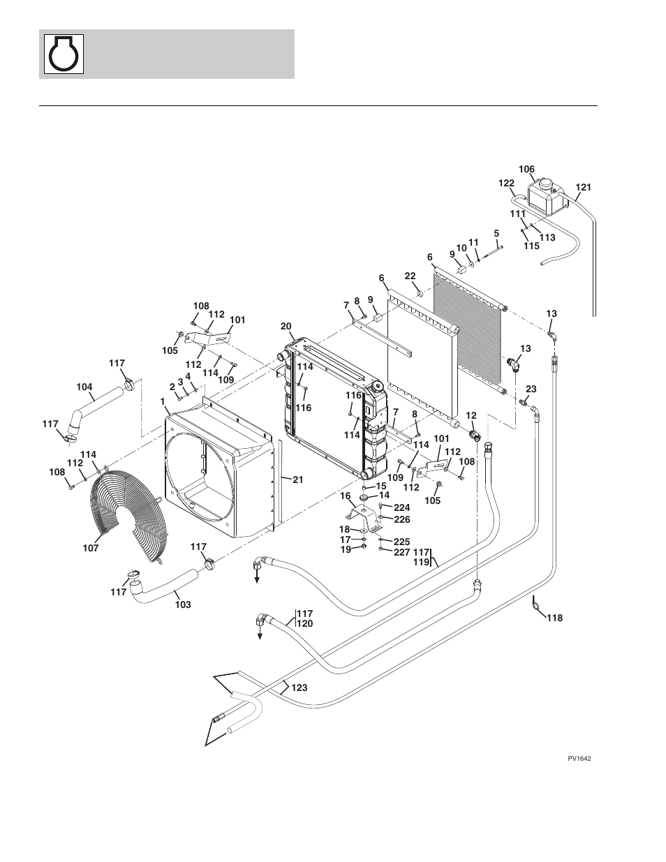 Figure 4-3 radiator assembly, Radiator assembly -24 | Lull 1044C-54 Series II Parts Manual User Manual | Page 144 / 464
