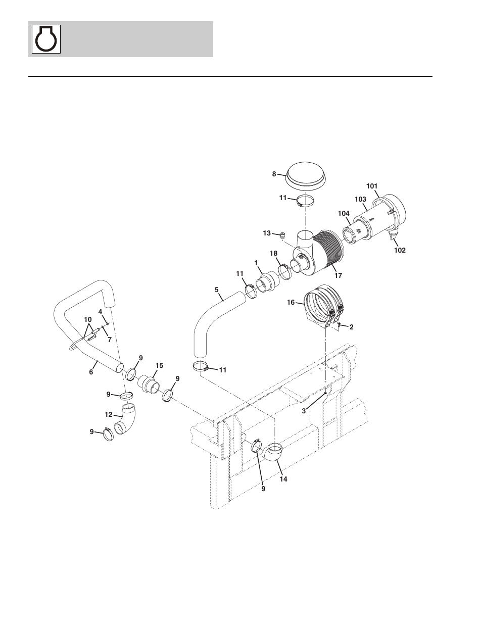 Figure 4-4 air cleaner installation, Air cleaner installation -32 | Lull 1044C-54 Series II Parts Manual User Manual | Page 152 / 464