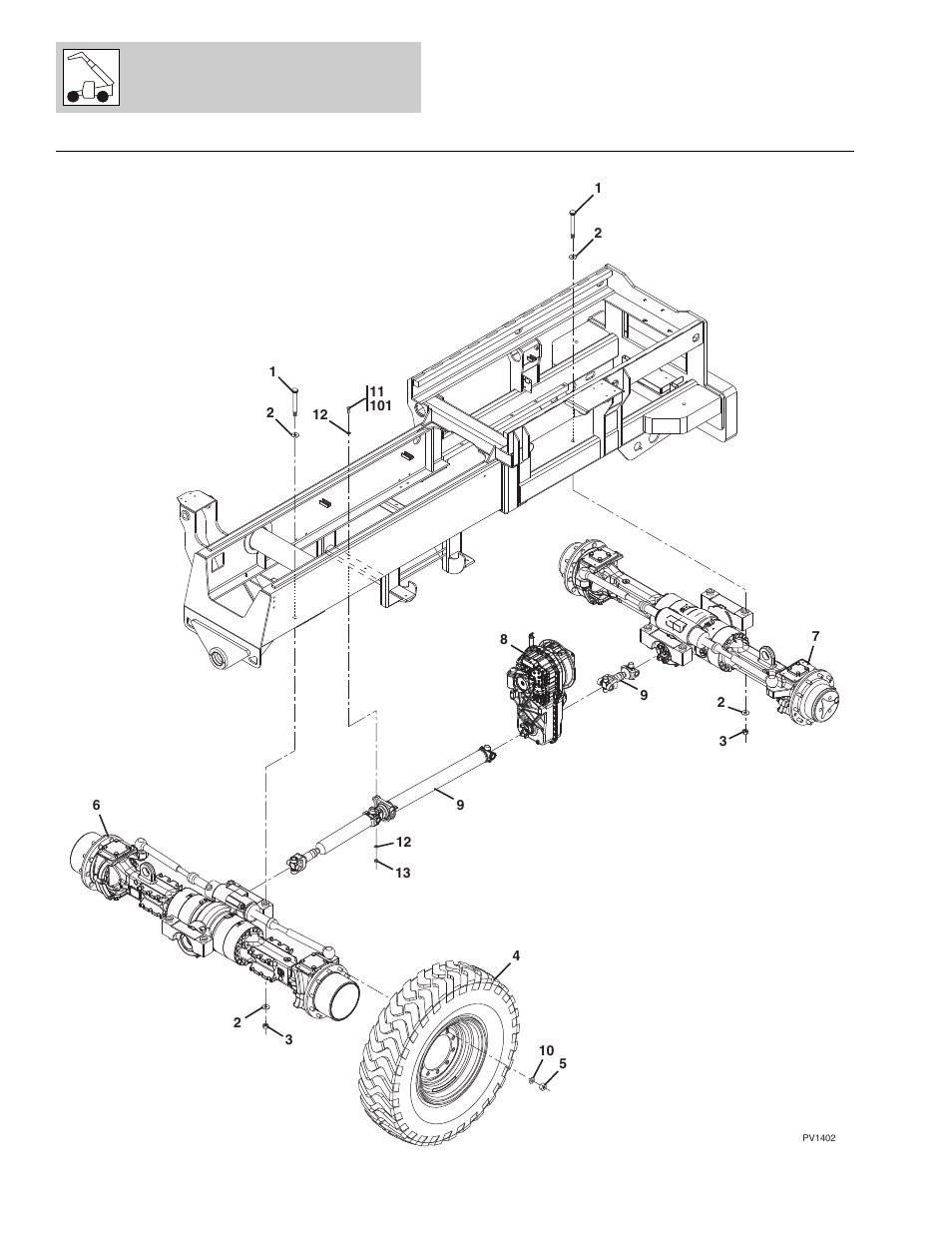 Figure 5-1 drive train components, Drive train components -2 | Lull 1044C-54 Series II Parts Manual User Manual | Page 162 / 464