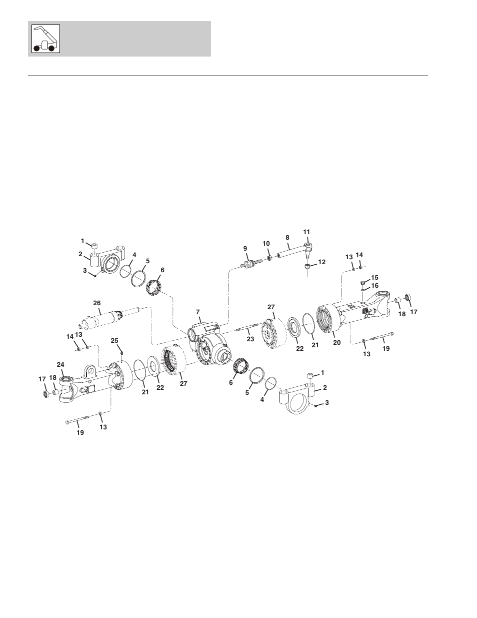 Figure 5-13 rear axle - casing, Rear axle - casing -32, Axle casing, (see figure 5-13 for details) | Drive train | Lull 1044C-54 Series II Parts Manual User Manual | Page 192 / 464