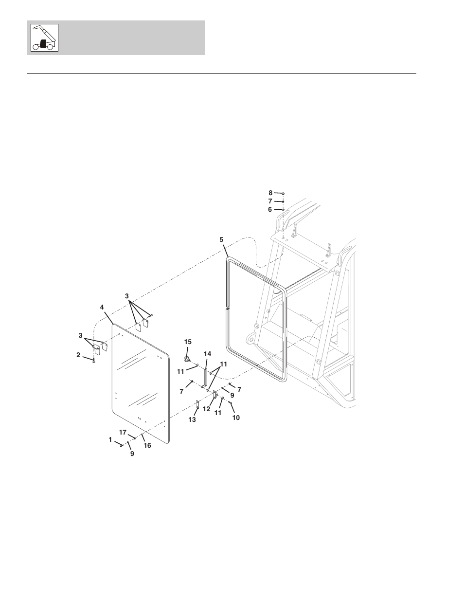 Figure 6-4 windshield assembly, Windshield assembly -10 | Lull 1044C-54 Series II Parts Manual User Manual | Page 246 / 464