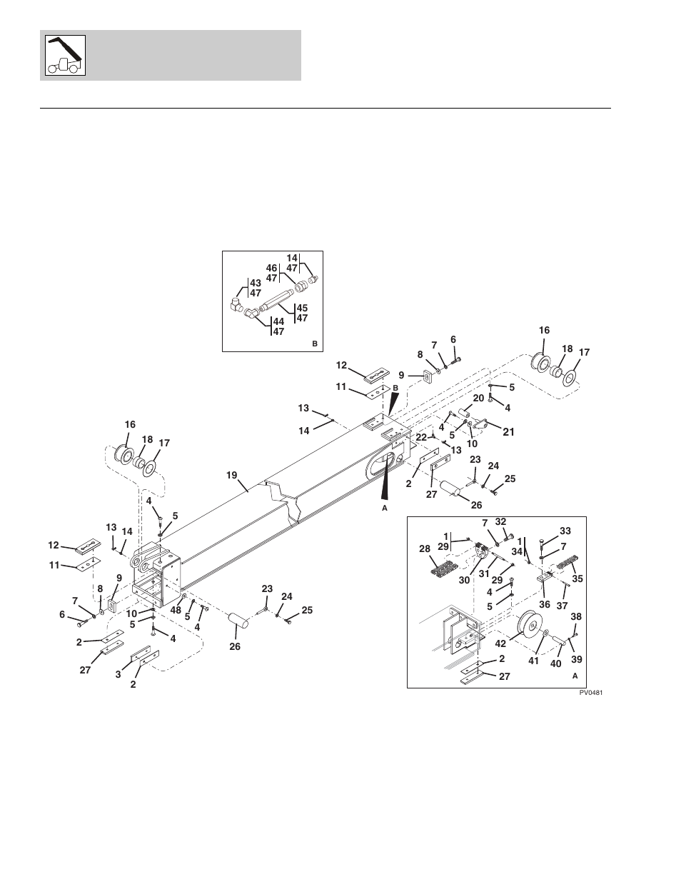 Figure 2-5 third boom section, Third boom section -24, Evis assy, (see figure 2-5 for details) | Lull 1044C-54 Series II Parts Manual User Manual | Page 42 / 464