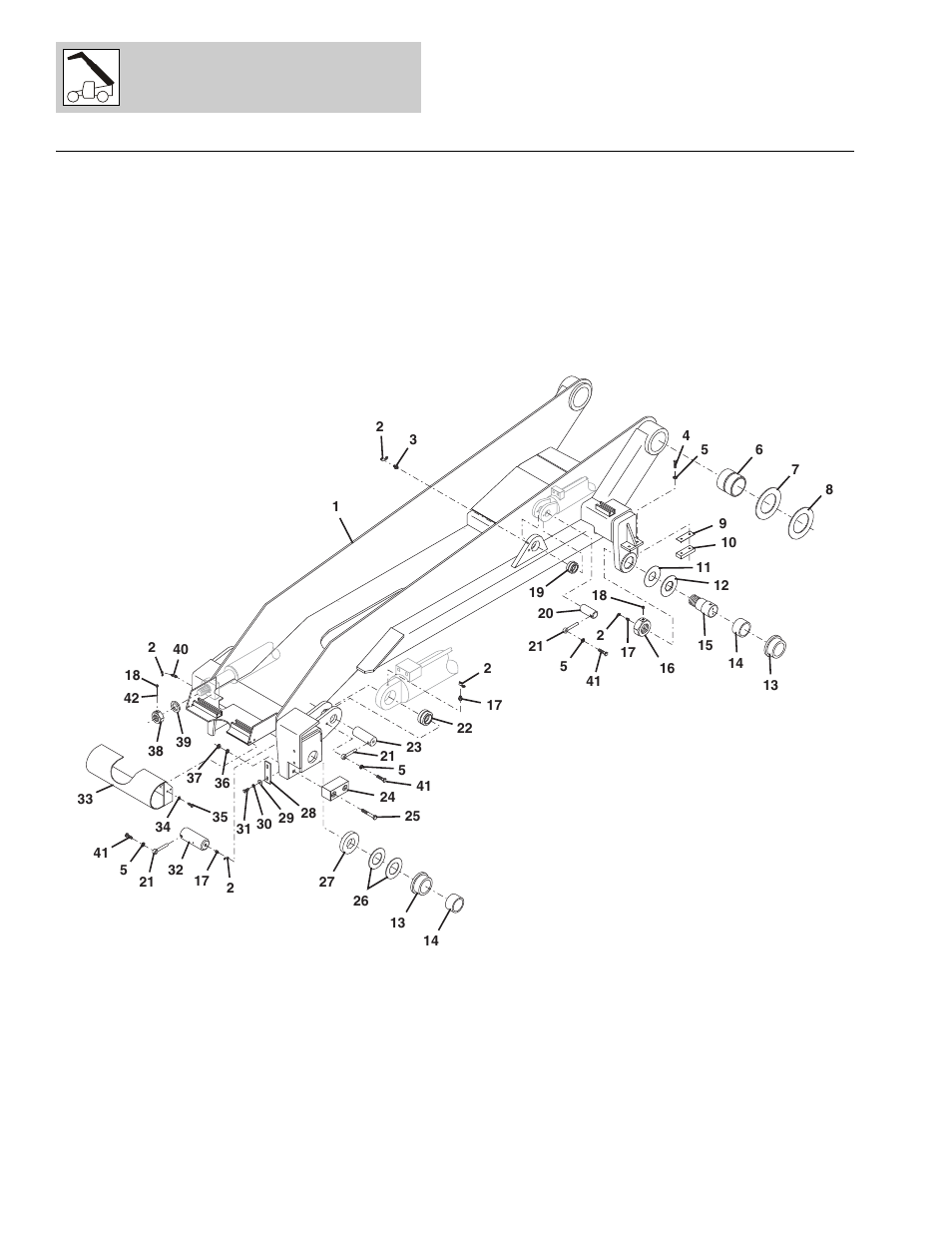 Figure 2-7 transfer carriage/boom cradle assembly, Transfer carriage/boom cradle assembly -36 | Lull 1044C-54 Series II Parts Manual User Manual | Page 54 / 464