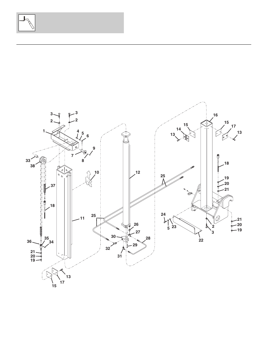 Figure 3-11 8 ft vertical mast assembly, 8 ft vertical mast assembly -36, Ast assy, (see figure 3-11 for details) | Lull 1044C-54 Series II Parts Manual User Manual | Page 96 / 464