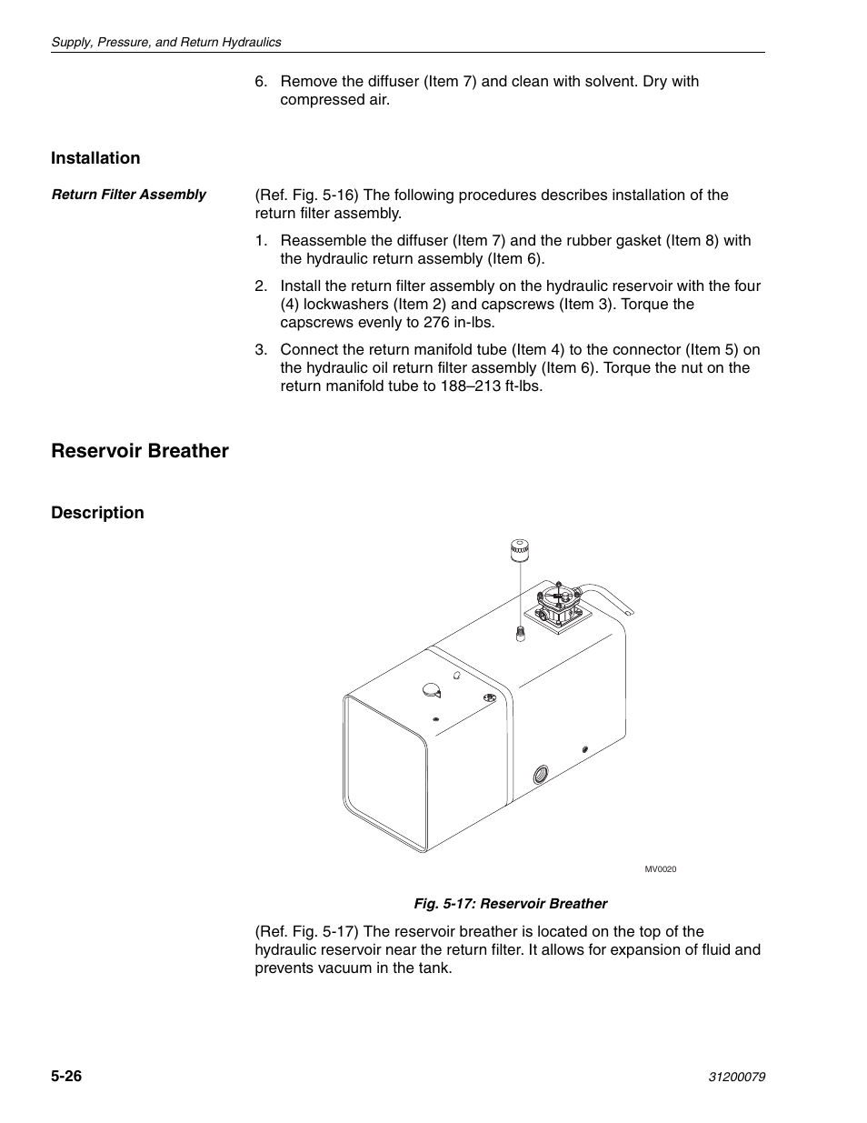 Reservoir breather | Lull 1044C-54 Series II Service Manual User Manual | Page 108 / 382