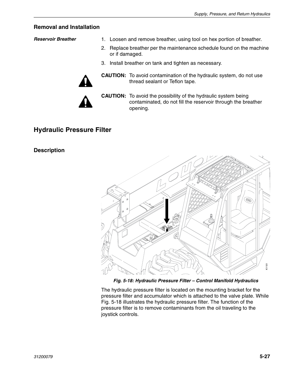 Hydraulic pressure filter | Lull 1044C-54 Series II Service Manual User Manual | Page 109 / 382