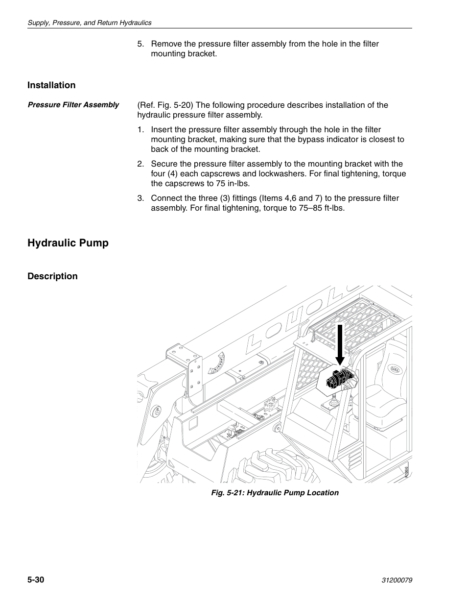 Hydraulic pump, Installation, Description | Lull 1044C-54 Series II Service Manual User Manual | Page 112 / 382