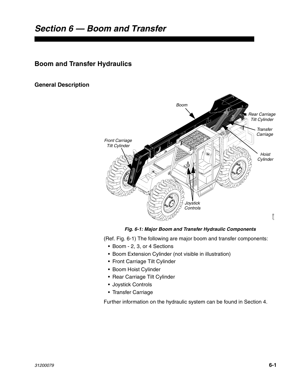 Section 6 boom & transfer, Boom and transfer hydraulics | Lull 1044C-54 Series II Service Manual User Manual | Page 143 / 382