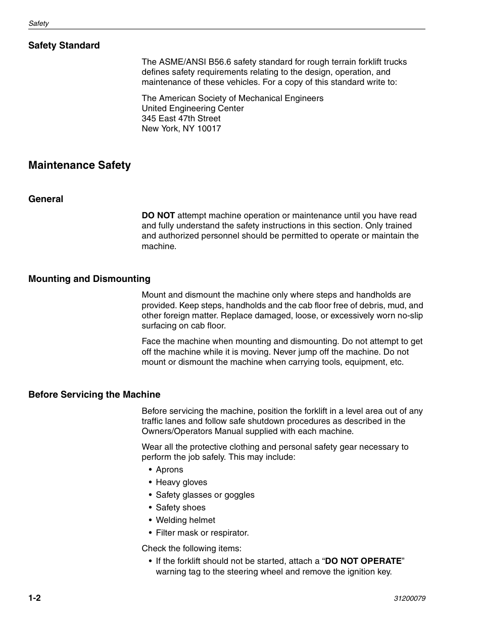 Maintenance safety | Lull 1044C-54 Series II Service Manual User Manual | Page 24 / 382