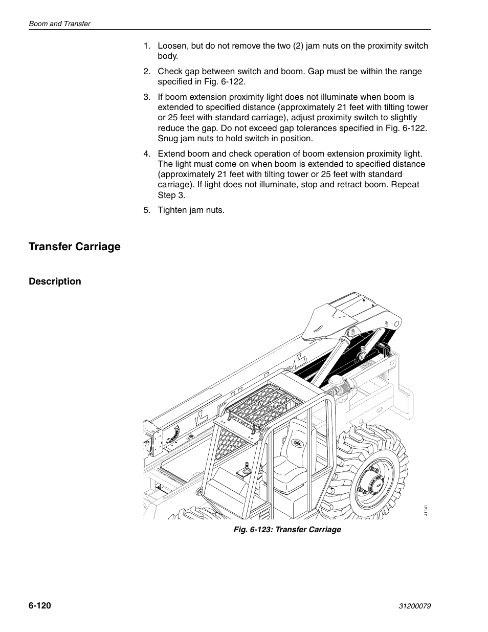 Transfer carriage, Description | Lull 1044C-54 Series II Service Manual User Manual | Page 262 / 382