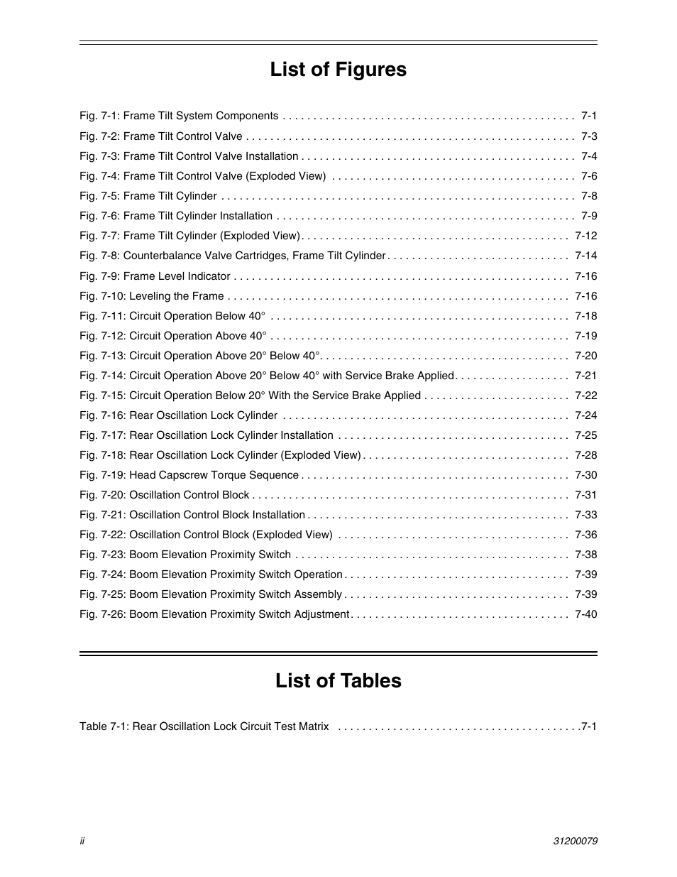 List of figures, List of tables | Lull 1044C-54 Series II Service Manual User Manual | Page 280 / 382