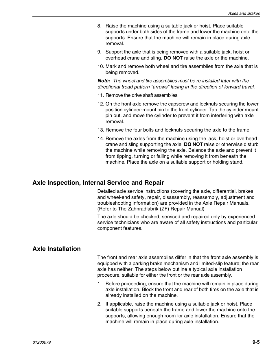 Axle inspection, internal service and repair, Axle installation | Lull 1044C-54 Series II Service Manual User Manual | Page 349 / 382