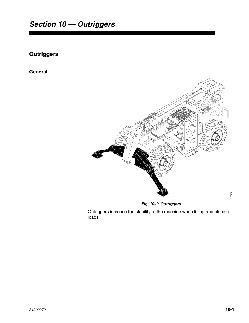 Section 10 outriggers, Outriggers, General | Lull 1044C-54 Series II Service Manual User Manual | Page 365 / 382