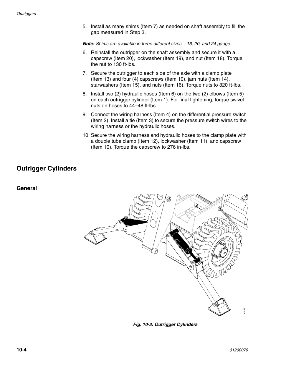 Outrigger cylinders, General | Lull 1044C-54 Series II Service Manual User Manual | Page 368 / 382