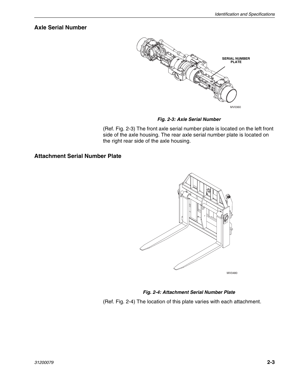 Axle serial number, Attachment serial number plate | Lull 1044C-54 Series II Service Manual User Manual | Page 37 / 382