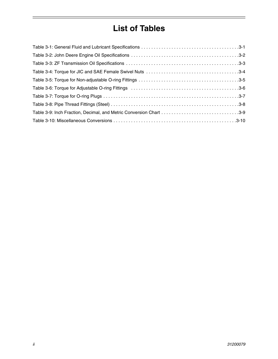 List of tables | Lull 1044C-54 Series II Service Manual User Manual | Page 44 / 382