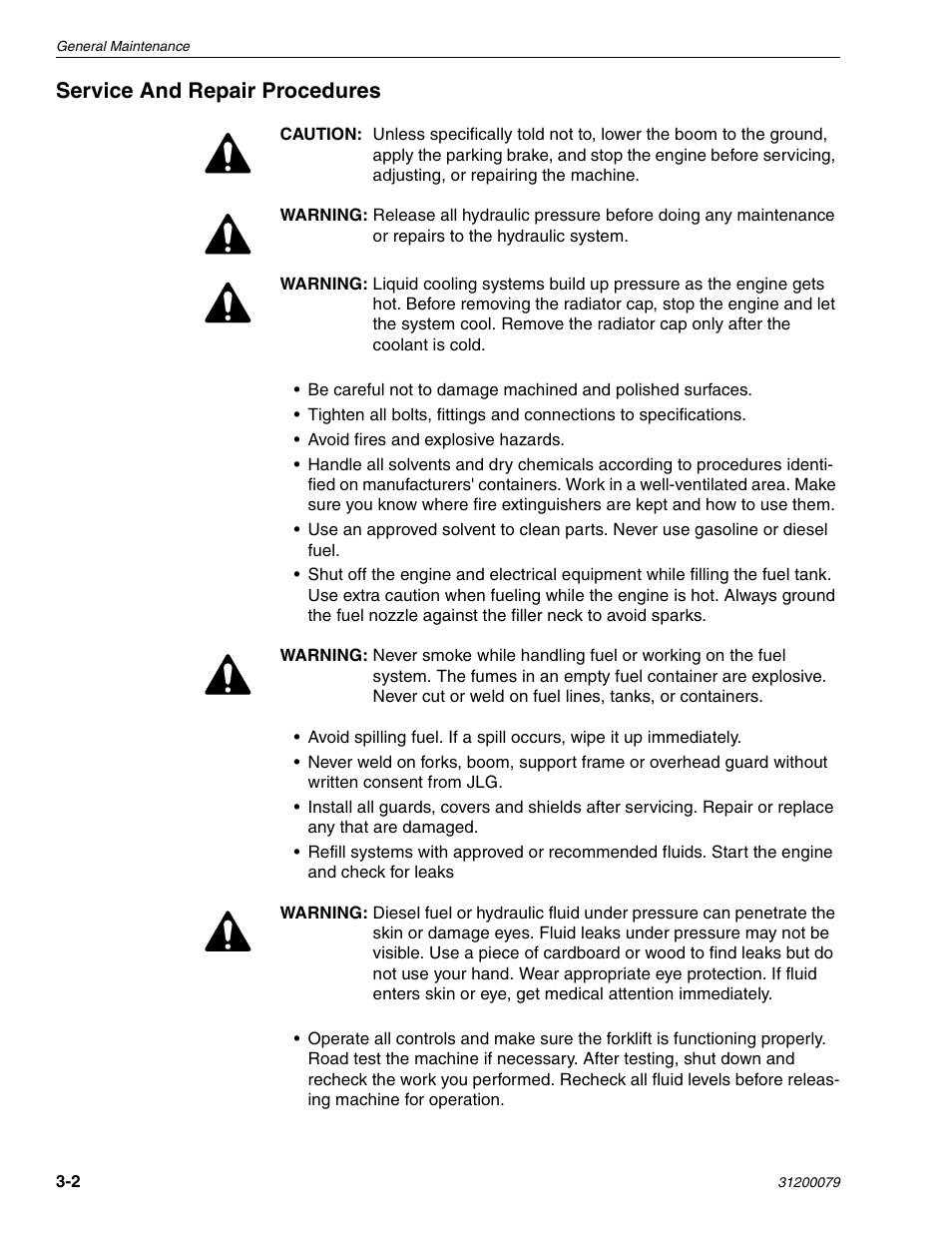 Service and repair procedures | Lull 1044C-54 Series II Service Manual User Manual | Page 46 / 382