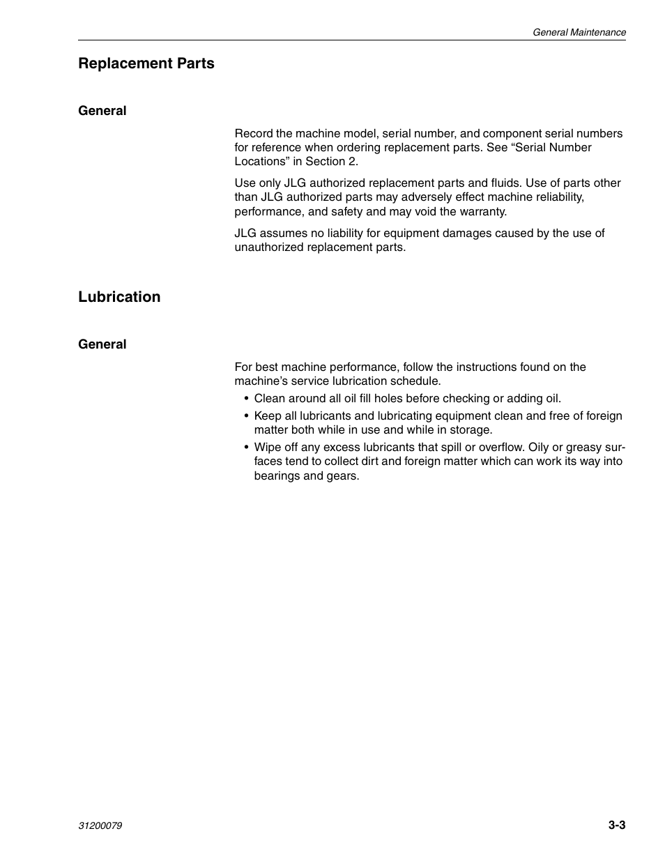 Replacement parts, Lubrication | Lull 1044C-54 Series II Service Manual User Manual | Page 47 / 382