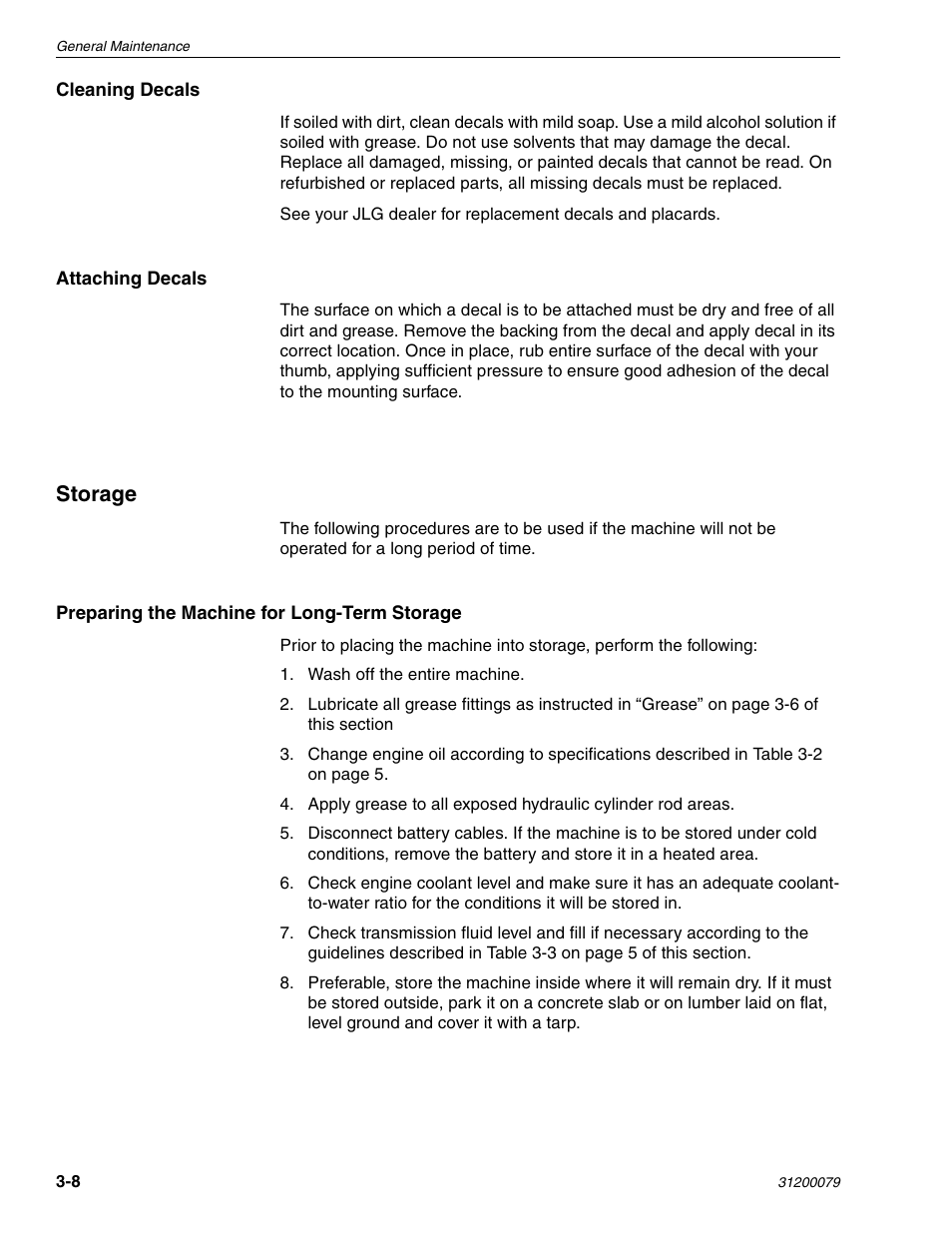 Storage | Lull 1044C-54 Series II Service Manual User Manual | Page 52 / 382