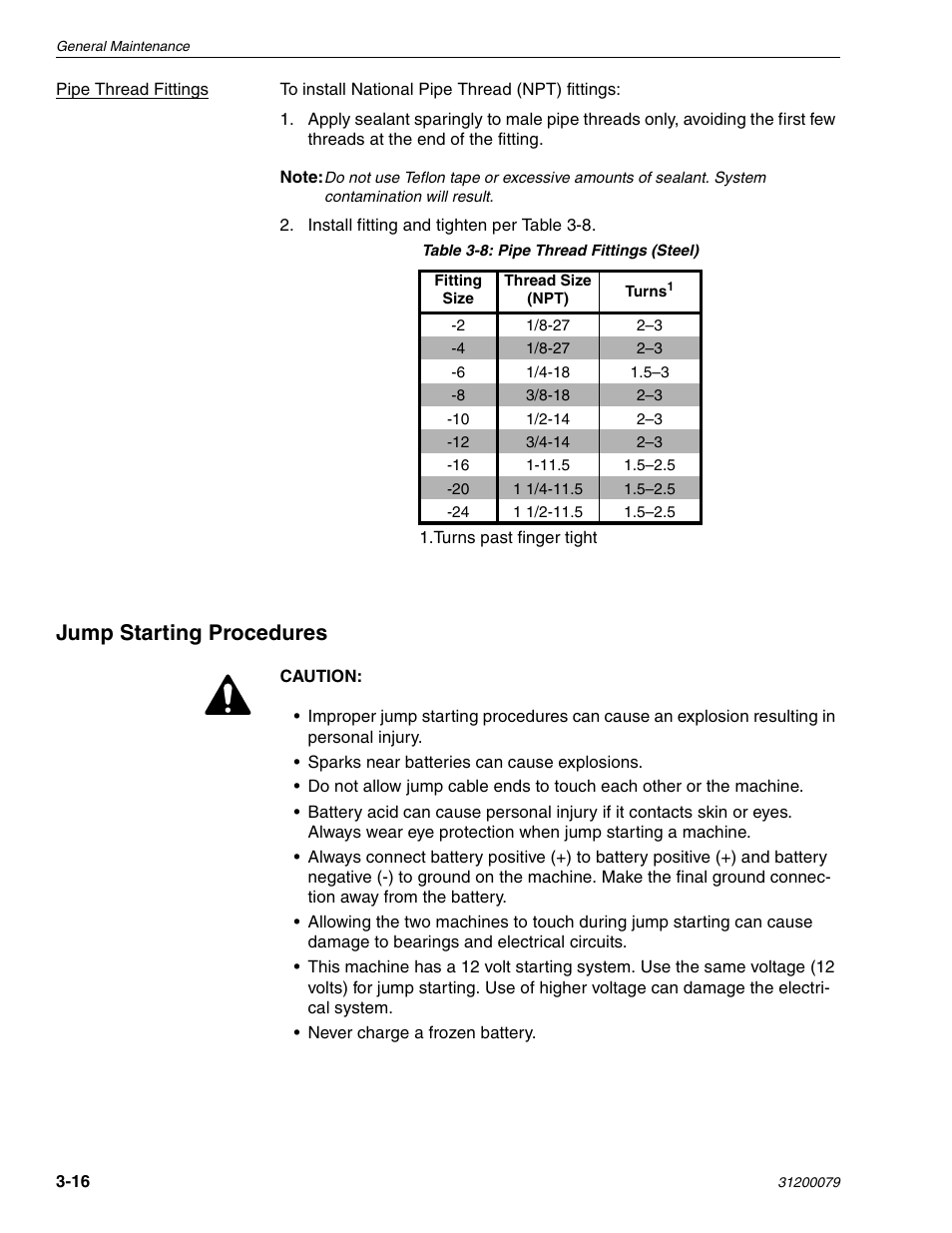 Jump starting procedures | Lull 1044C-54 Series II Service Manual User Manual | Page 60 / 382