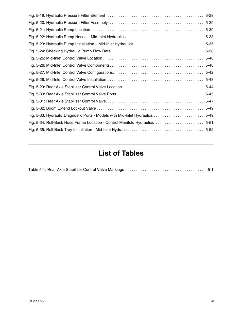 List of tables | Lull 1044C-54 Series II Service Manual User Manual | Page 81 / 382