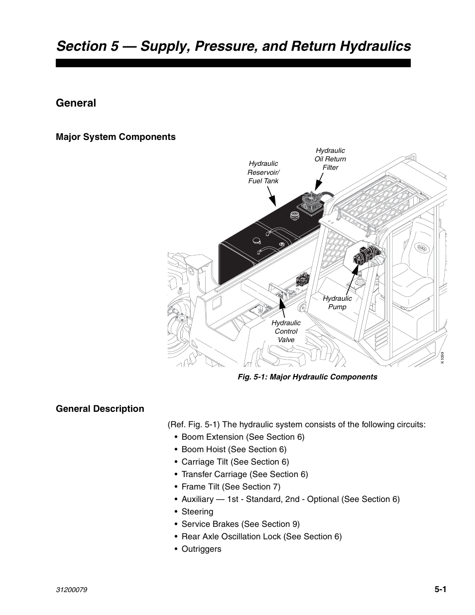 Section 5 supply, pressure, and return hydraulics, General | Lull 1044C-54 Series II Service Manual User Manual | Page 83 / 382