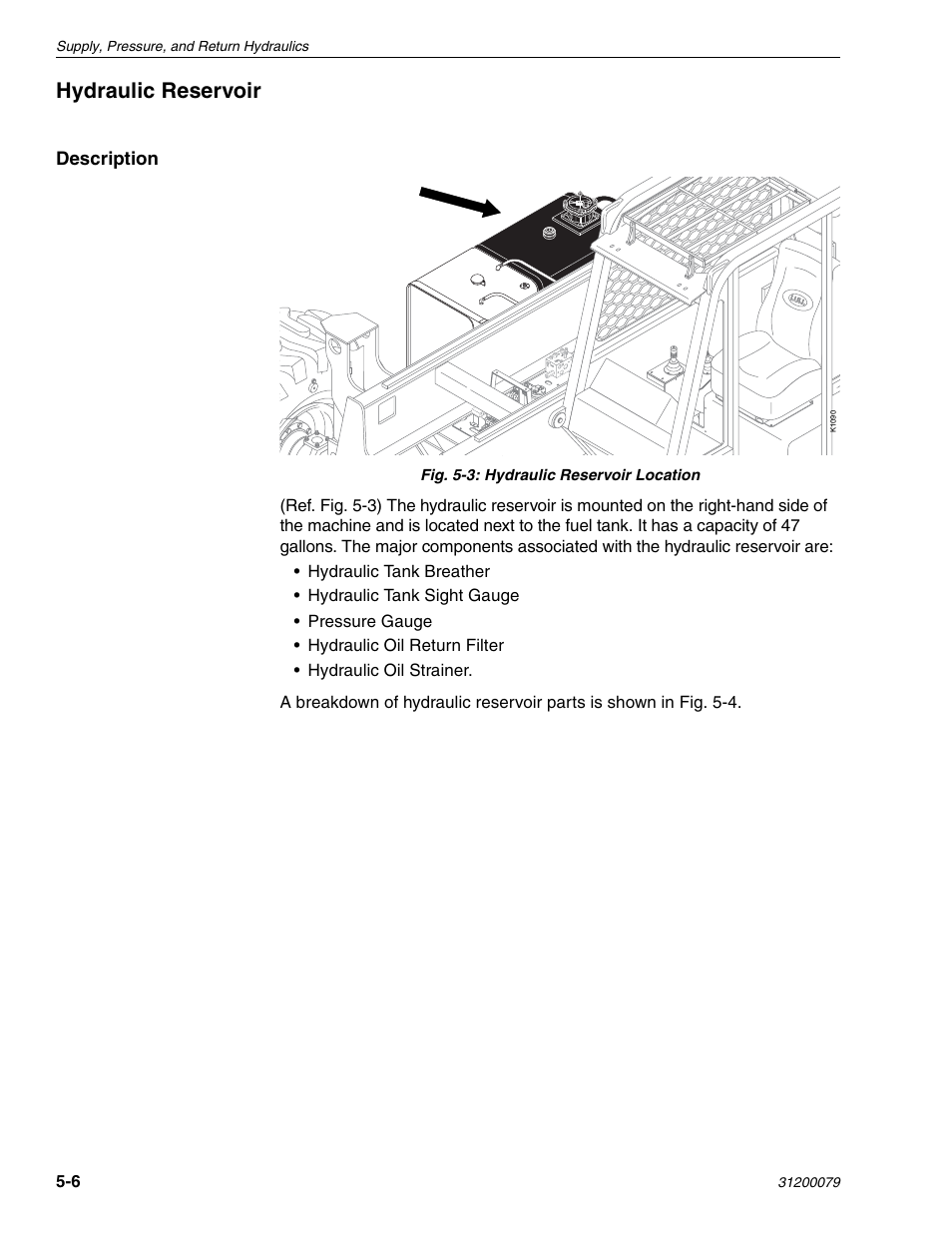 Hydraulic reservoir, Description | Lull 1044C-54 Series II Service Manual User Manual | Page 88 / 382