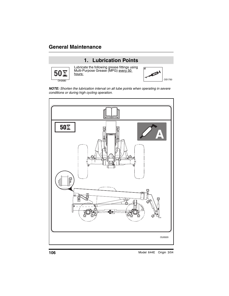  lubrication points, Lubrication points, General maintenance | Lull 644E-42 Operation Manual User Manual | Page 108 / 200