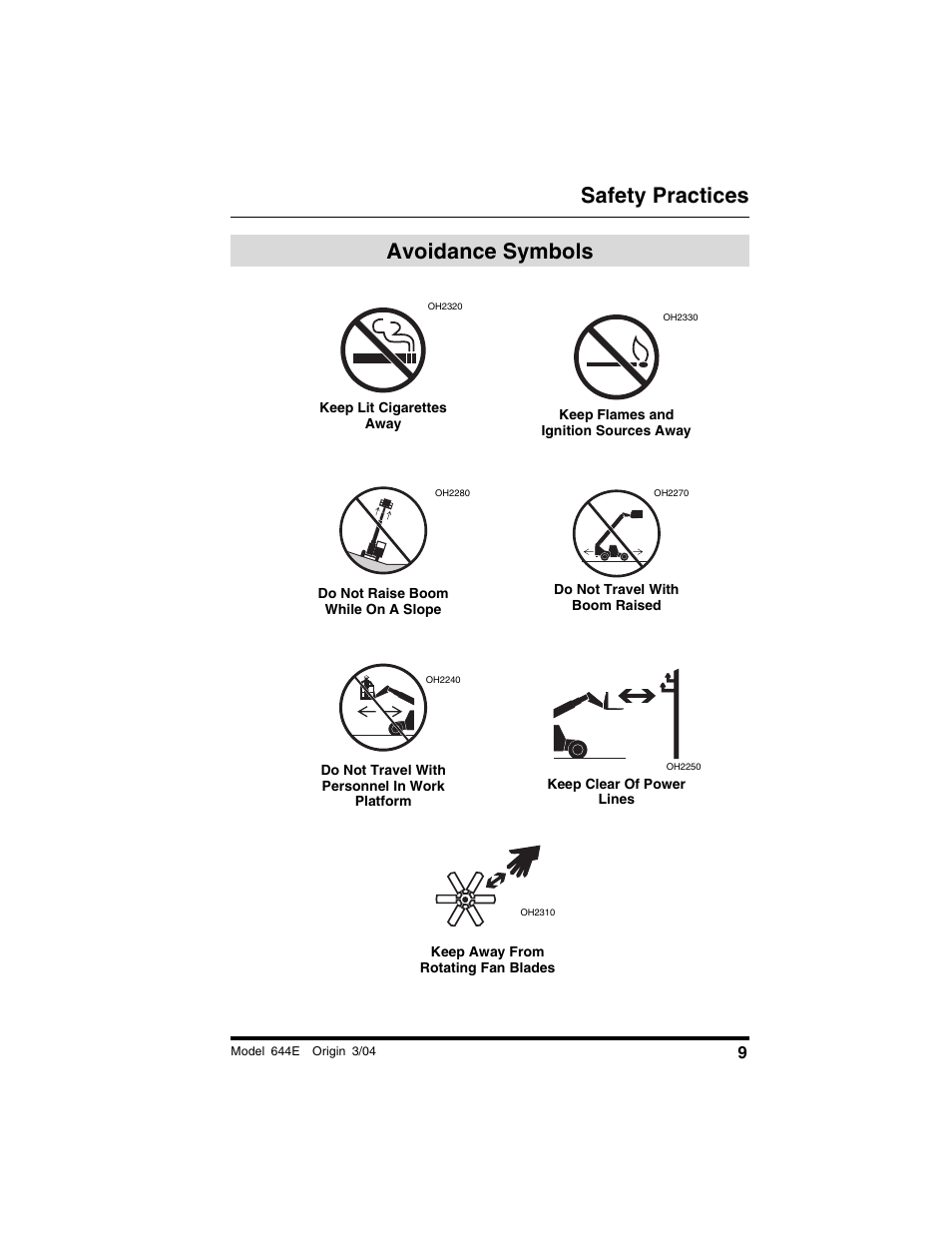 Avoidance symbols, Safety practices | Lull 644E-42 Operation Manual User Manual | Page 11 / 200