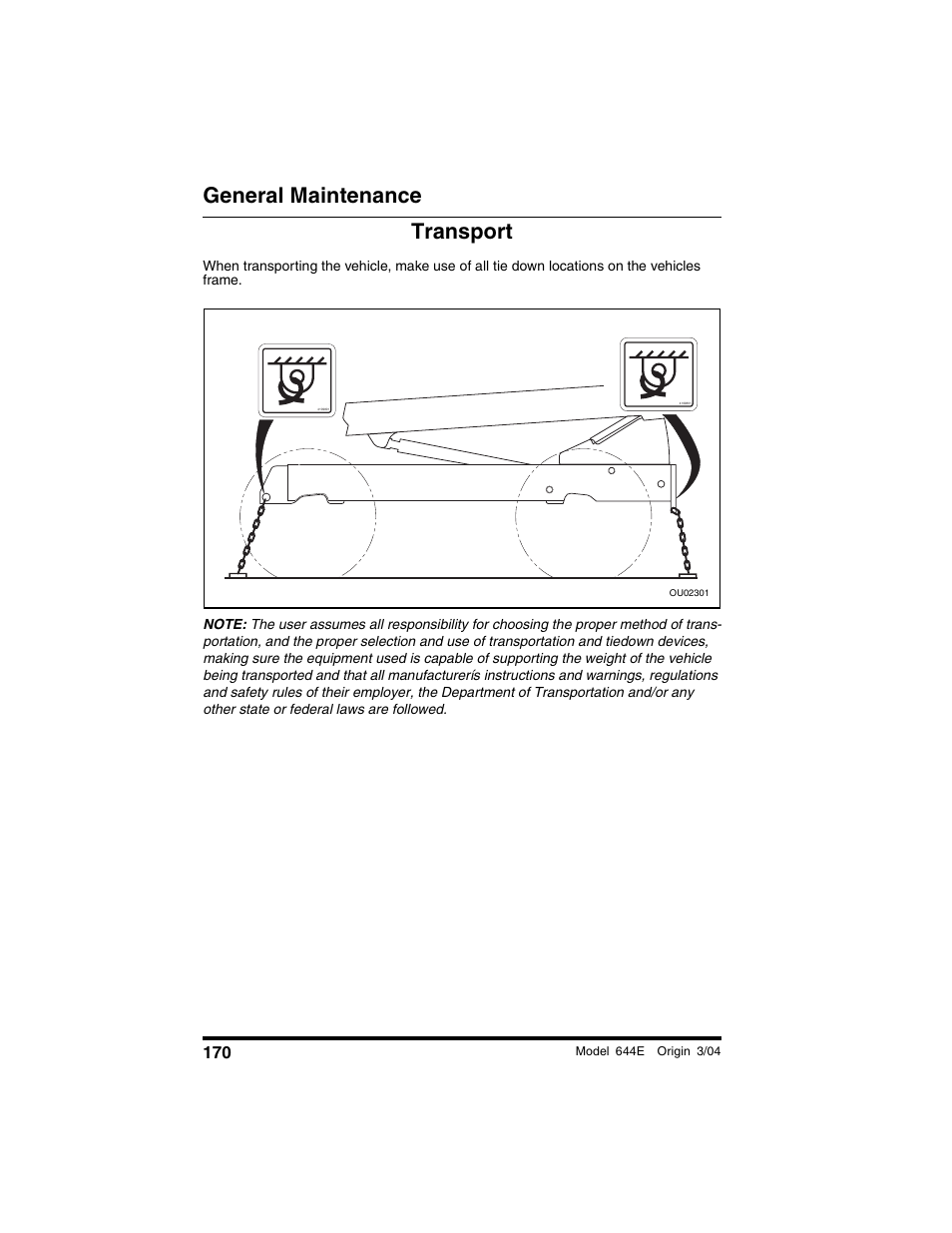 Transport, General maintenance transport | Lull 644E-42 Operation Manual User Manual | Page 172 / 200