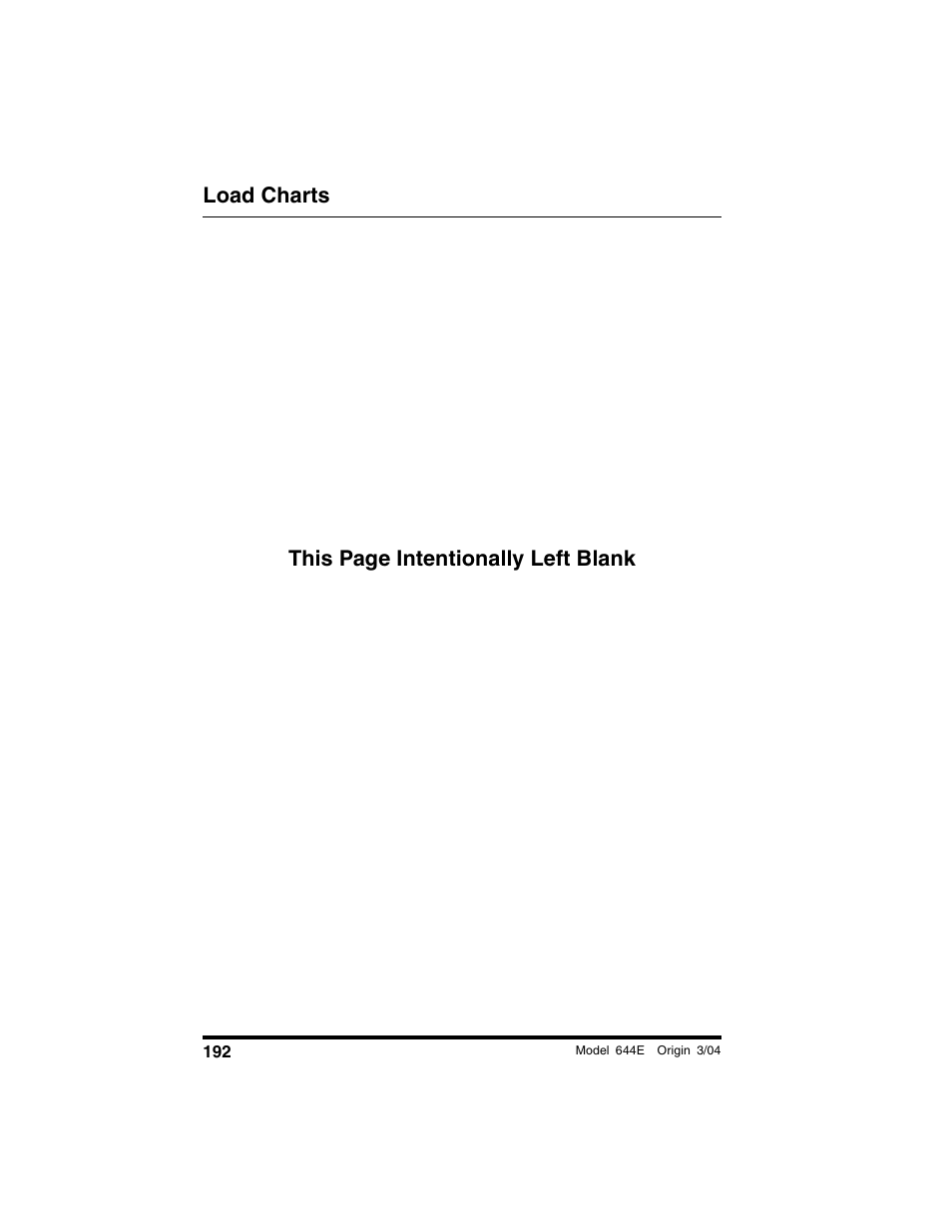 Load charts this page intentionally left blank | Lull 644E-42 Operation Manual User Manual | Page 194 / 200