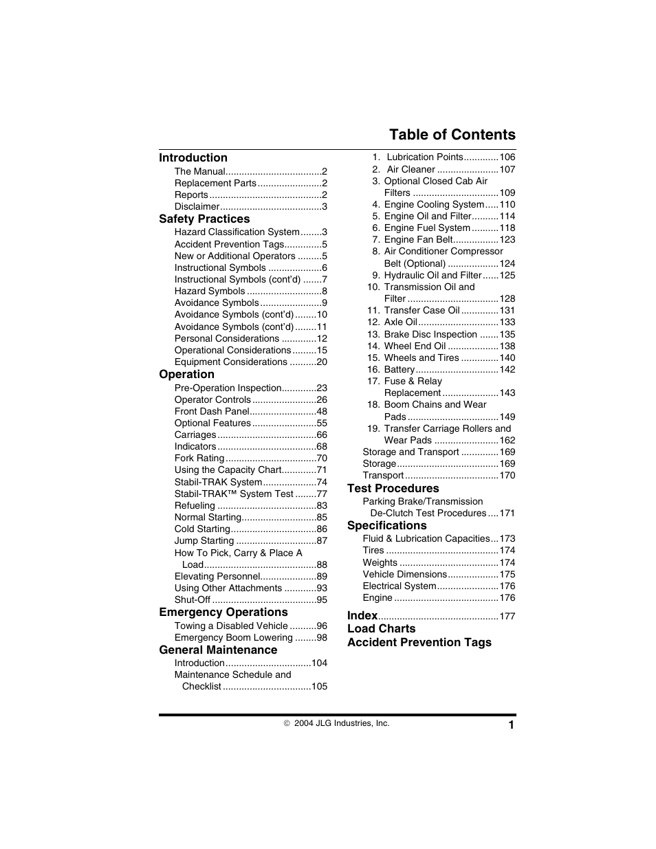 Lull 644E-42 Operation Manual User Manual | Page 3 / 200