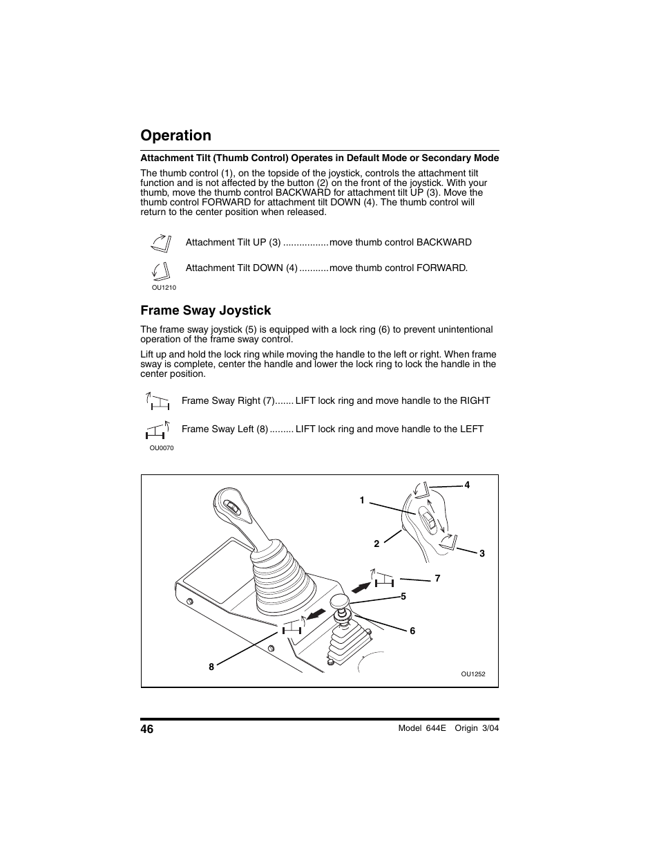 Frame sway joystick, Operation | Lull 644E-42 Operation Manual User Manual | Page 48 / 200