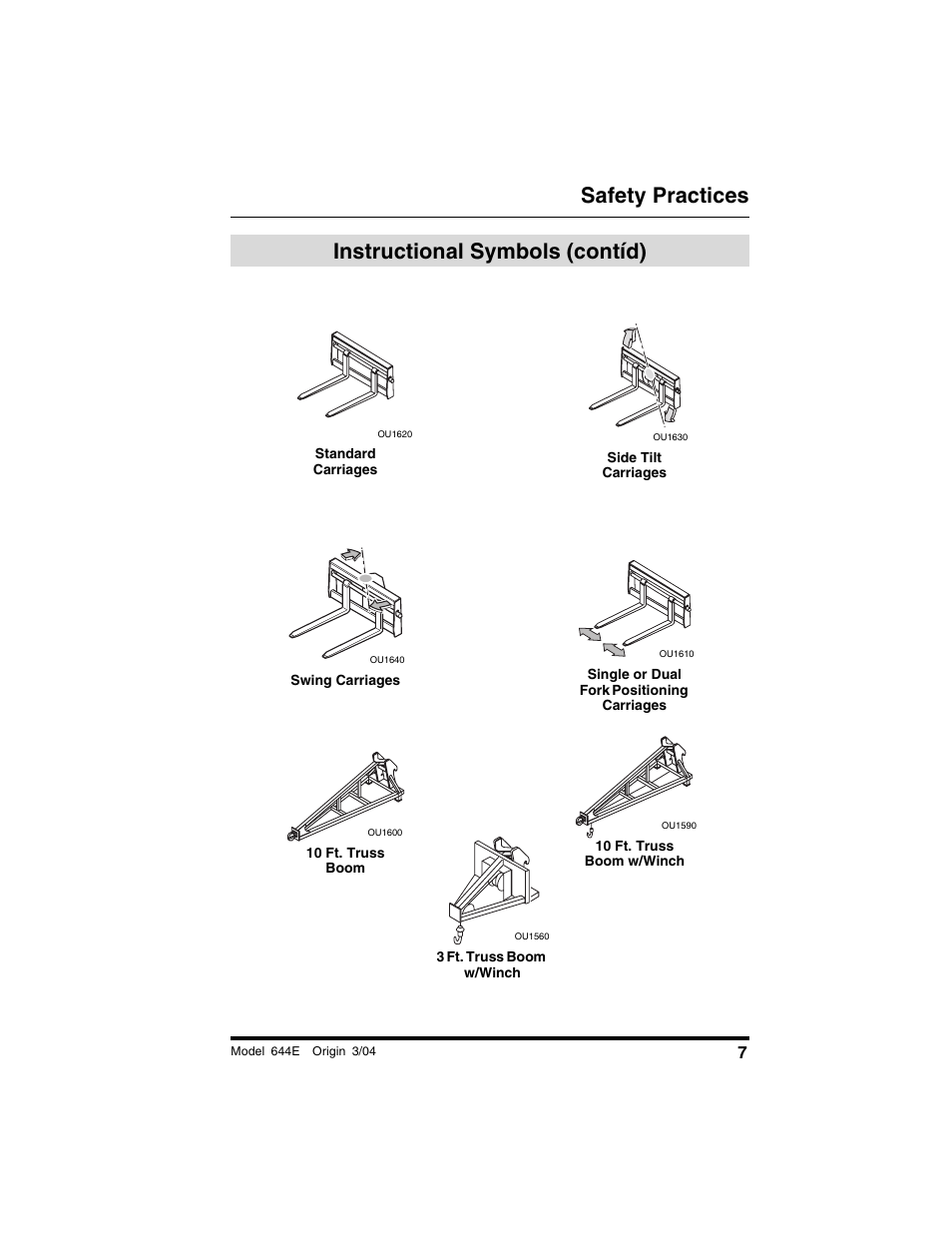 Instructional symbols (cont’d), Safety practices, Instructional symbols (contíd) | Lull 644E-42 Operation Manual User Manual | Page 9 / 200