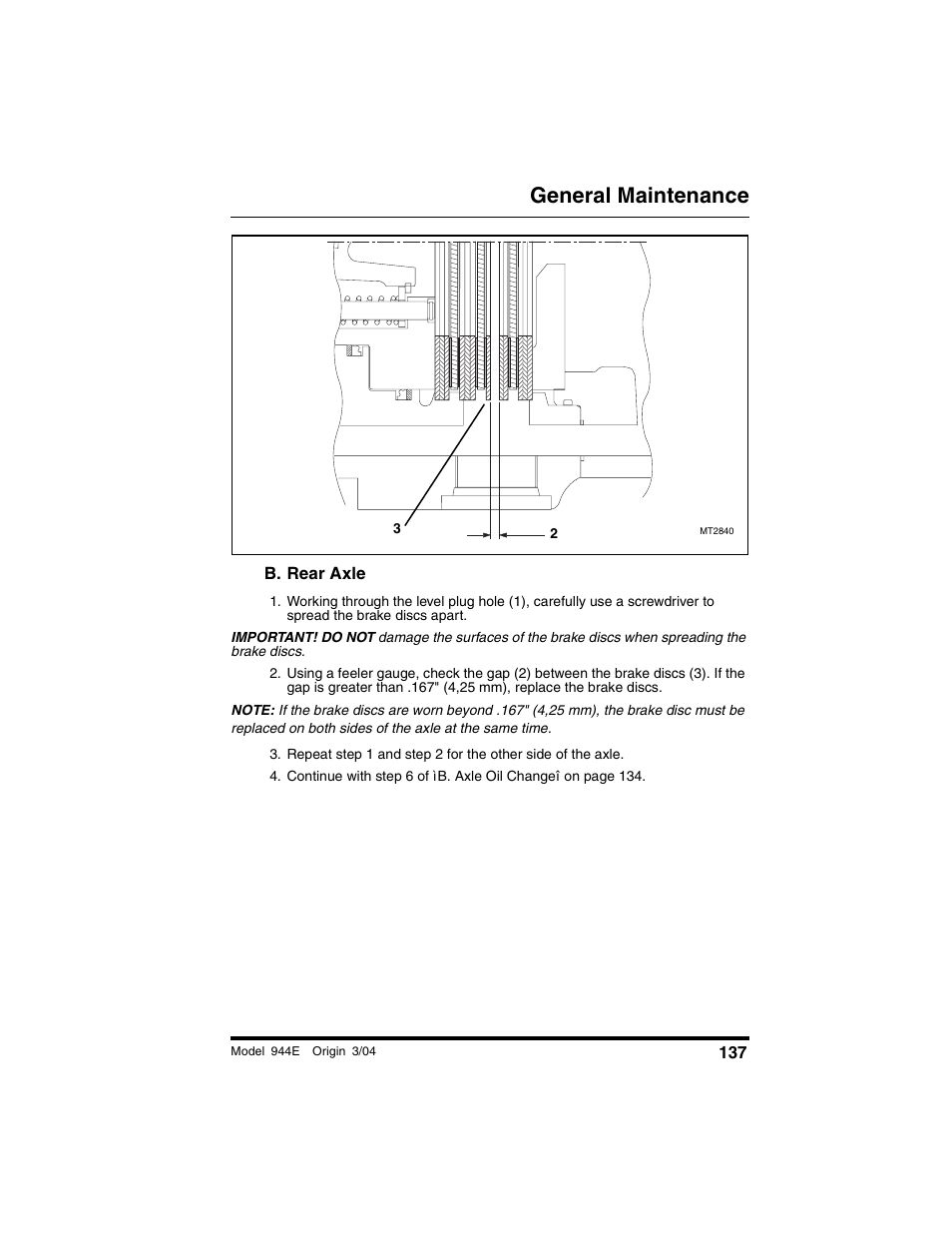 B. rear axle, General maintenance | Lull 944E-42 Operation Manual User Manual | Page 139 / 200