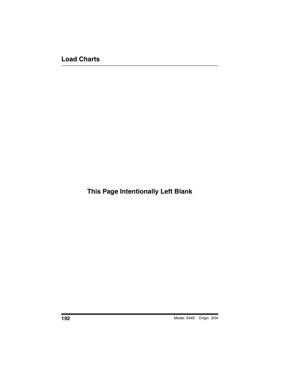 Load charts this page intentionally left blank | Lull 944E-42 Operation Manual User Manual | Page 194 / 200