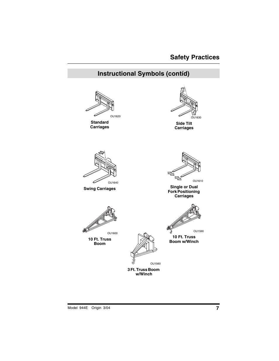 Instructional symbols (cont’d), Safety practices, Instructional symbols (contíd) | Lull 944E-42 Operation Manual User Manual | Page 9 / 200