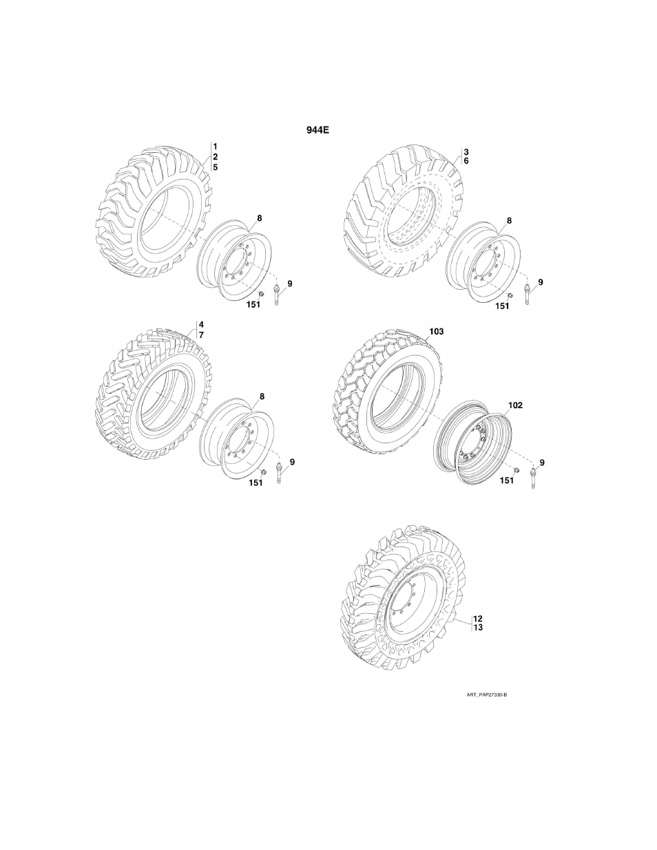 Figure 5-58. tire and rims | Lull 944E-42 Parts Manual User Manual | Page 298 / 634