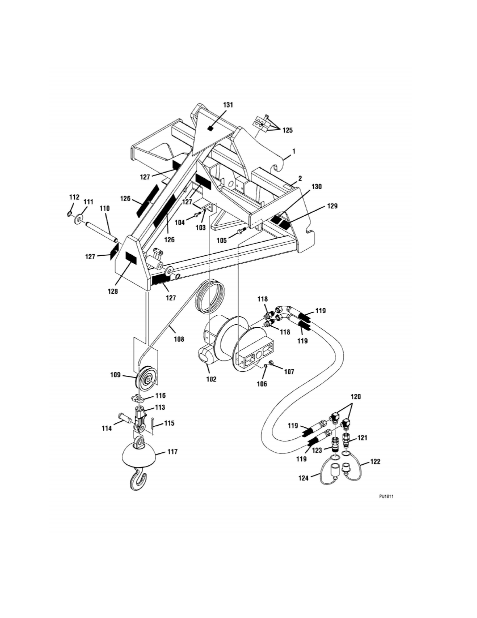 Figure 3-11. 3 ft truss boom with winch | Lull 944E-42 Parts Manual User Manual | Page 78 / 634