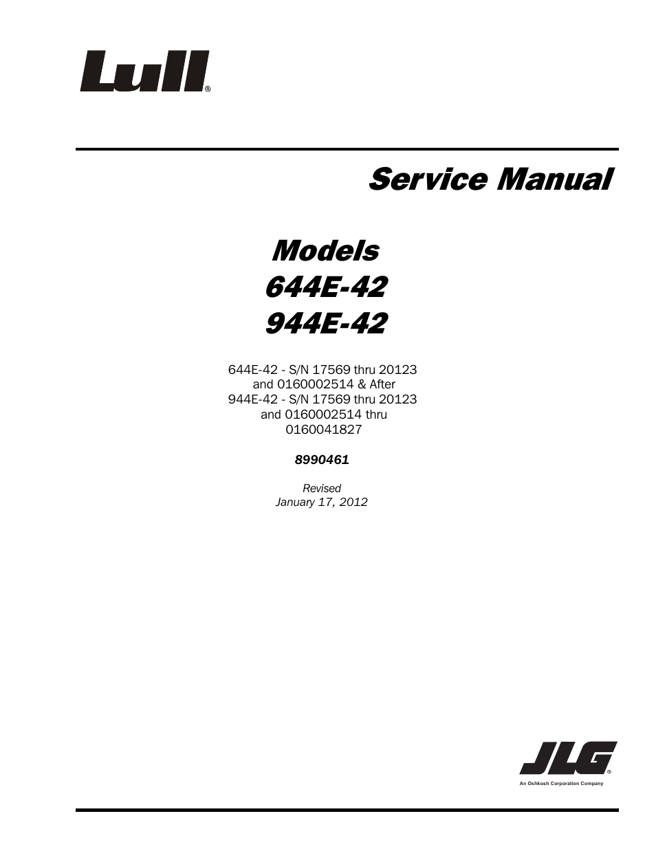 Lull 944E-42 Service Manual User Manual | 846 pages