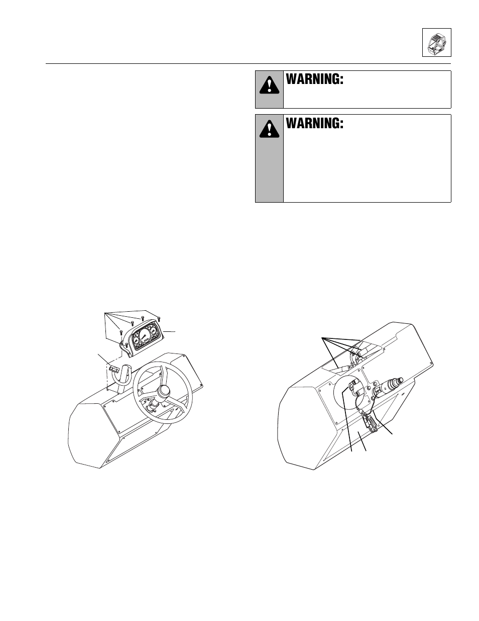 Steering column and valve replacement, Warning | Lull 944E-42 Service Manual User Manual | Page 111 / 846