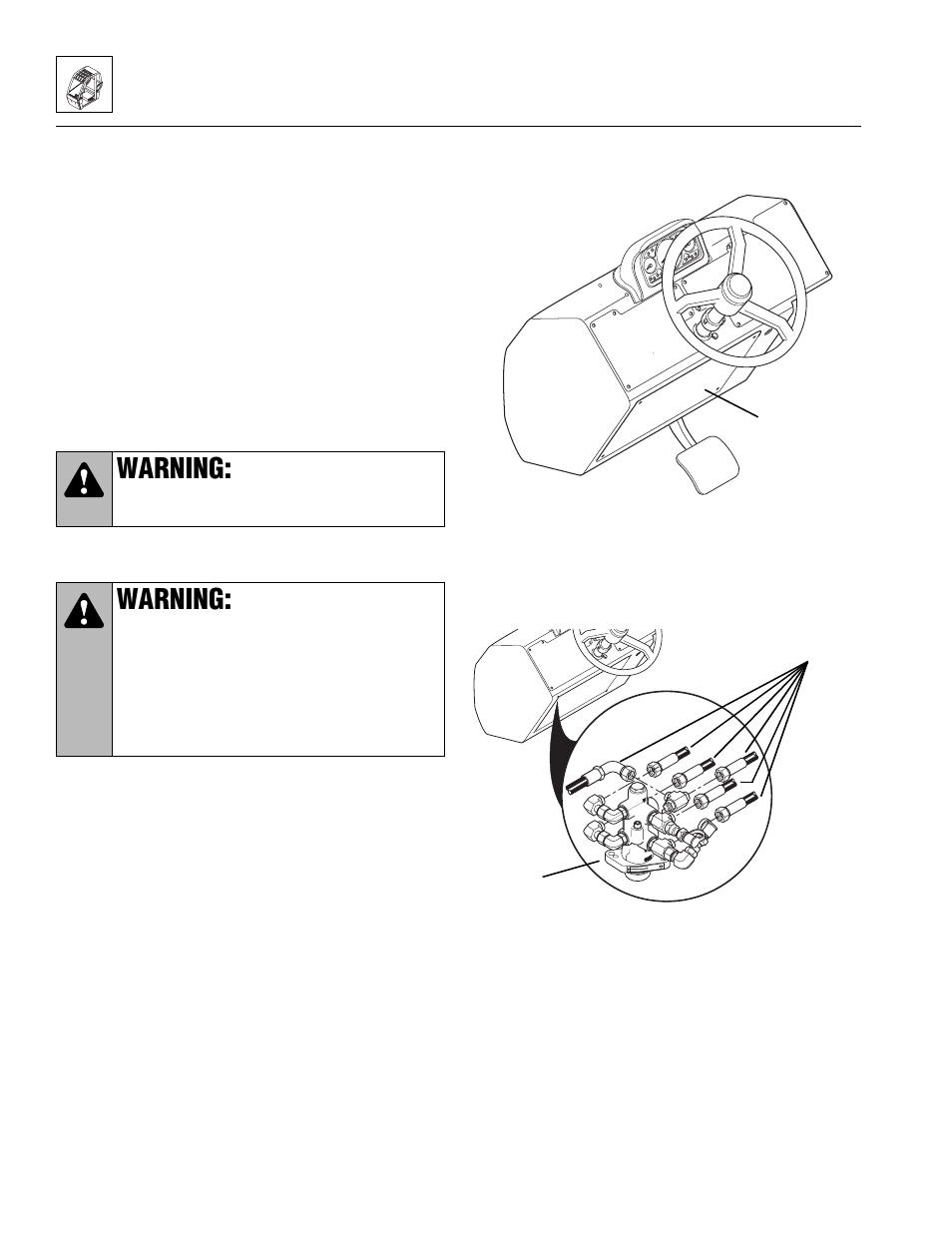 Brake valve and service brake pedal, Warning | Lull 944E-42 Service Manual User Manual | Page 116 / 846